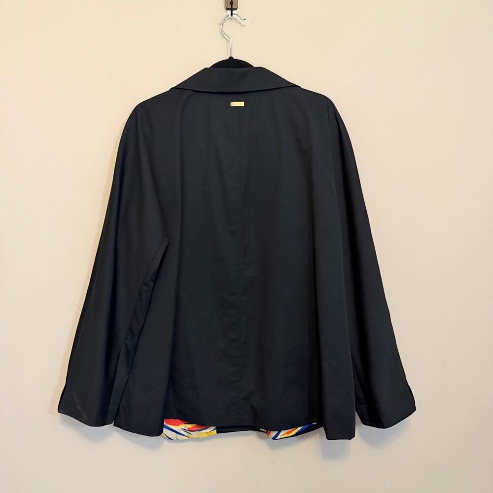 Ellen Tracy Womens Trench Rain Coat Jacket Size XL Black Workwear Outdoors - Picture 2 of 6